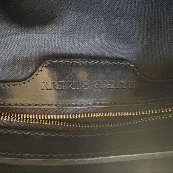 Authentic Burberry Check Leather Bridle Lynher Tote Bag Purse - Picture 8 of 9